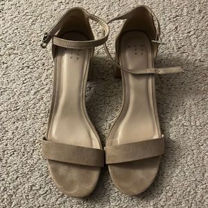 A New Day Beige Block Sandal with Ankle Straps